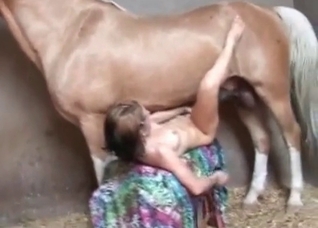 Tight cunt getting gaped by a hung stallion