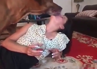 Rail-thin slut cannot stop sucking dog cocks