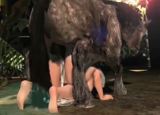 Sexy slut getting railed by a horse in 3D