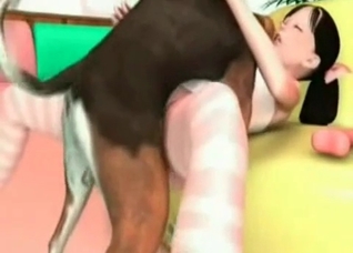 Cunnilingus-obsessed doggo in a 3D cartoon