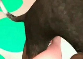 Cunnilingus-obsessed doggo in a 3D cartoon