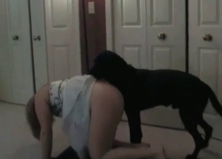 Tight booty cutie getting banged by a black dog